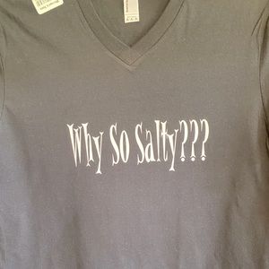 American Apparel Black V-Neck T-shirt Why So Salty???